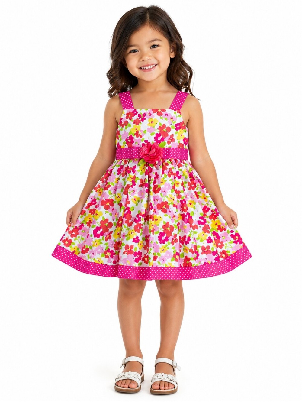 Newberry Little Girls Floral Dress Size 4 Pink Bow Easter Party Spring